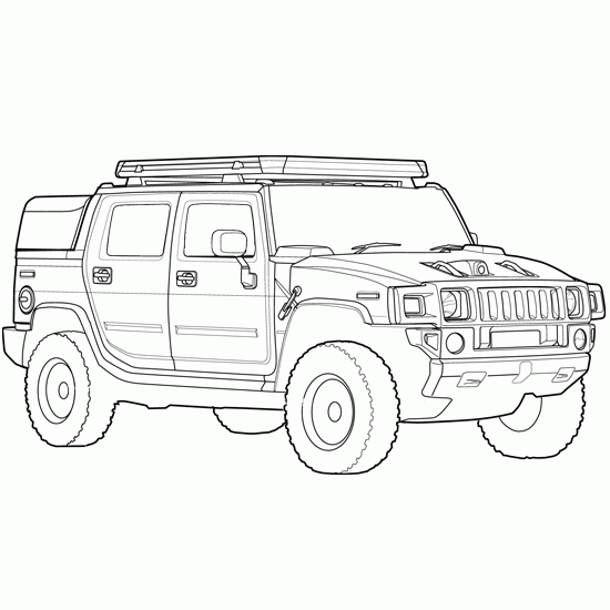 Dibujos de coches: Hummer - Dibujos de vehículos para imprimir